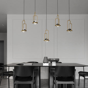 5-Light Kitchen Island light Crystal Linear Pendant Light in Gold